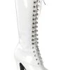 Pleaser Pole Shoes ELECTRA-2020 White Patent Knee High Boots