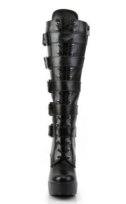 Pleaser ELECTRA-2042 Black Knee High Boots Pole Shoes