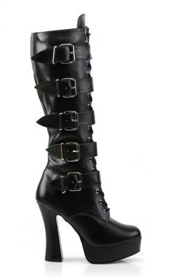 Pleaser ELECTRA-2042 Black Knee High Boots Pole Shoes