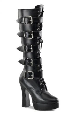Pleaser ELECTRA-2042 Black Knee High Boots Pole Shoes