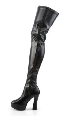 Pleaser Pole Shoes ELECTRA-3000Z Black Matte Thigh High Boots