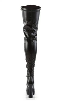 Pleaser Pole Shoes ELECTRA-3000Z Black Matte Thigh High Boots