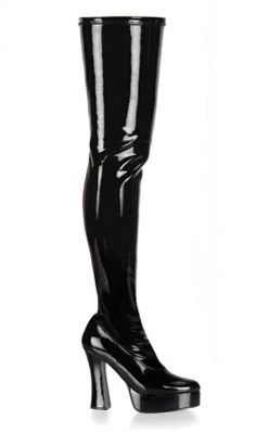 Pleaser Pole Shoes ELECTRA-3000Z Shiny Black Thigh High Boots