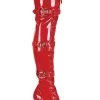 Pleaser ELECTRA-3028 Red Buckled Thigh High Boots