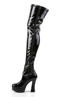 Pleaser Pole Shoes ELECTRA-3050 Black Side Laced Thigh High Boots