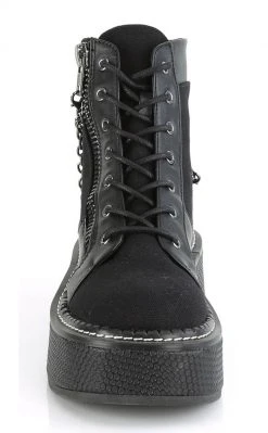 Demonia Shoes EMILY-114 Black Chain Canvas Boots