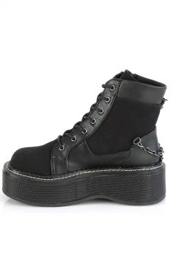 Demonia Shoes EMILY-114 Black Chain Canvas Boots