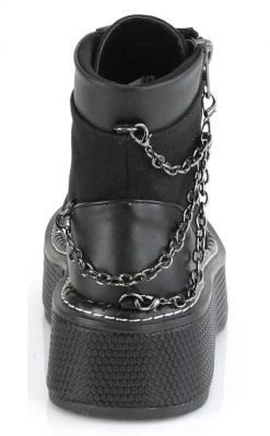 Demonia Shoes EMILY-114 Black Chain Canvas Boots