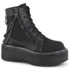 Demonia Shoes EMILY-114 Black Chain Canvas Boots