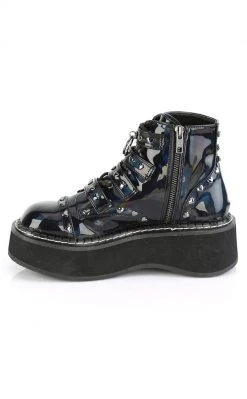 Demonia EMILY-315 Black Holographic Ankle Boots Shoes 9 Demonia EMILY-315 Black Holographic Ankle Boots Shoes