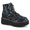 Demonia EMILY-315 Black Holographic Ankle Boots Shoes 2 Demonia EMILY-315 Black Holographic Ankle Boots Shoes