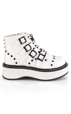 Demonia Shoes EMILY-315 White Ankle Boots 11 Demonia Shoes EMILY-315 White Ankle Boots