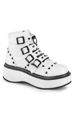 Demonia Shoes EMILY-315 White Ankle Boots