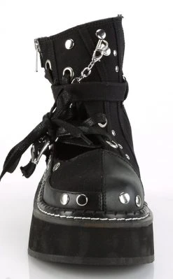 Demonia EMILY-317 Black Cutout Ankle Boots