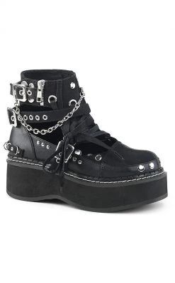 Demonia EMILY-317 Black Cutout Ankle Boots