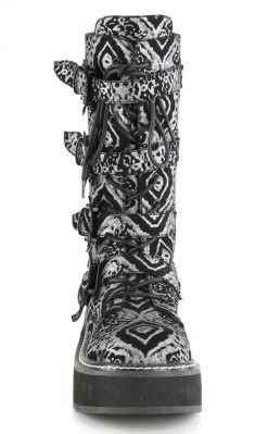 Demonia EMILY-322 Black & Silver Knee High Boot