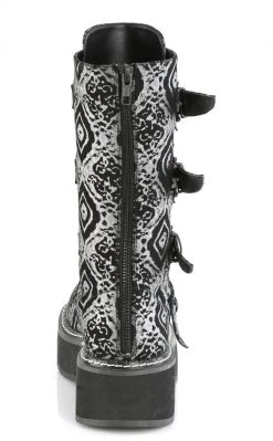 Demonia EMILY-322 Black & Silver Knee High Boot