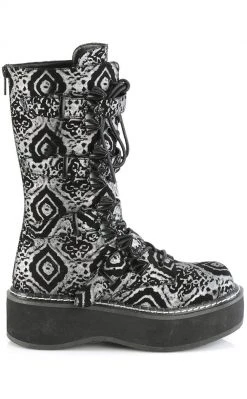Demonia EMILY-322 Black & Silver Knee High Boot