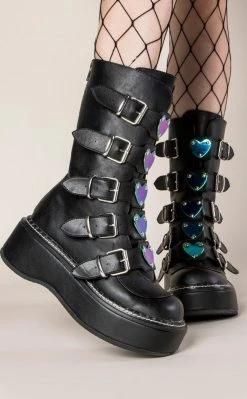 Demonia Shoes EMILY-330 Black Vegan Leather Boots