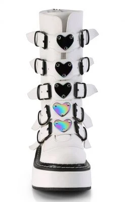 Demonia EMILY-330 White Vegan Leather Boots