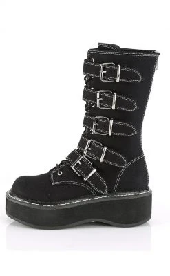 Demonia EMILY-341 Black Canvas Boots Shoes