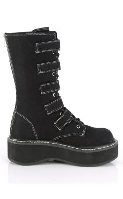 Demonia EMILY-341 Black Canvas Boots Shoes