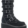 Demonia EMILY-341 Black Canvas Boots Shoes