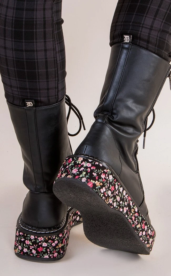Demonia EMILY-350 Black Floral Boots 5 Demonia EMILY-350 Black Floral Boots