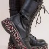 Demonia Sale EMILY-350 Black Floral Boots (Last Pair: Size 10)