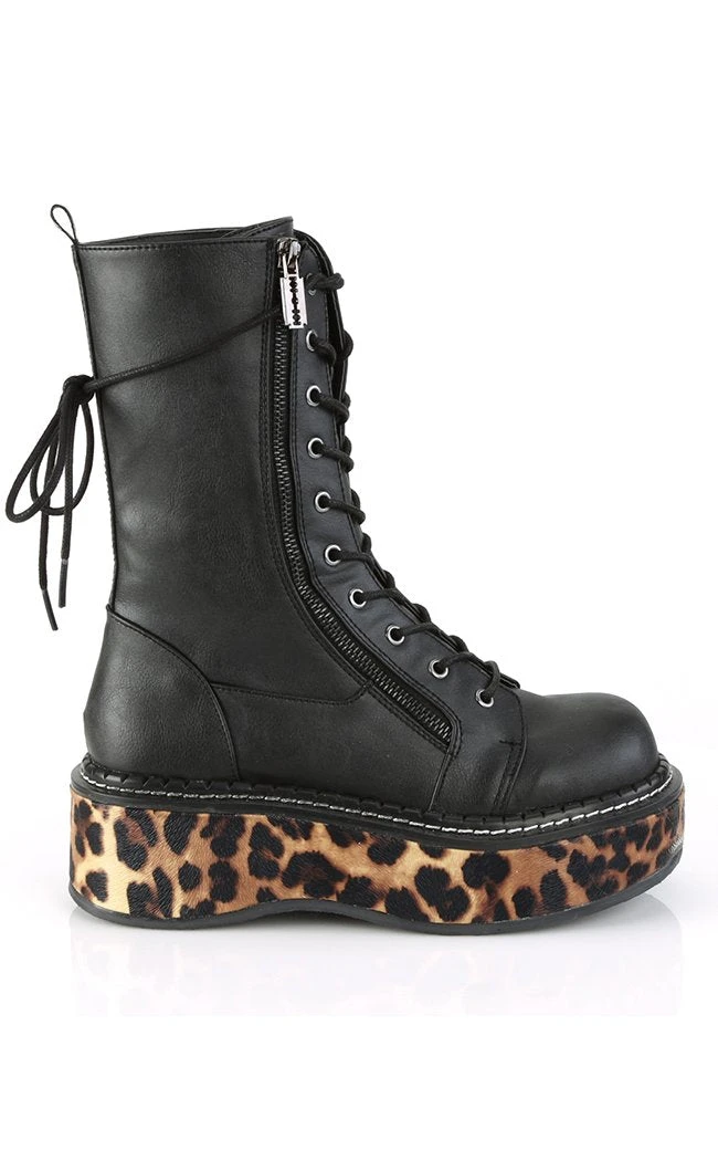 Demonia EMILY-350 Black Leopard Boots Shoes 7 Demonia EMILY-350 Black Leopard Boots Shoes