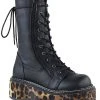 Demonia EMILY-350 Black Leopard Boots Shoes