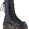 Demonia EMILY-350 Black Leopard Boots (Last Pair: Size 9) 1 Demonia EMILY-350 Black Leopard Boots (Last Pair: Size 9)