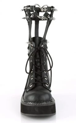 Demonia Shoes EMILY-357 Black Vegan Leather Ankle Boots