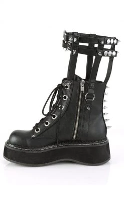Demonia Shoes EMILY-357 Black Vegan Leather Ankle Boots