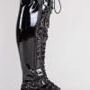 Demonia EMILY-375 Black Patent Thigh High Boots Shoes 2 Demonia EMILY-375 Black Patent Thigh High Boots Shoes