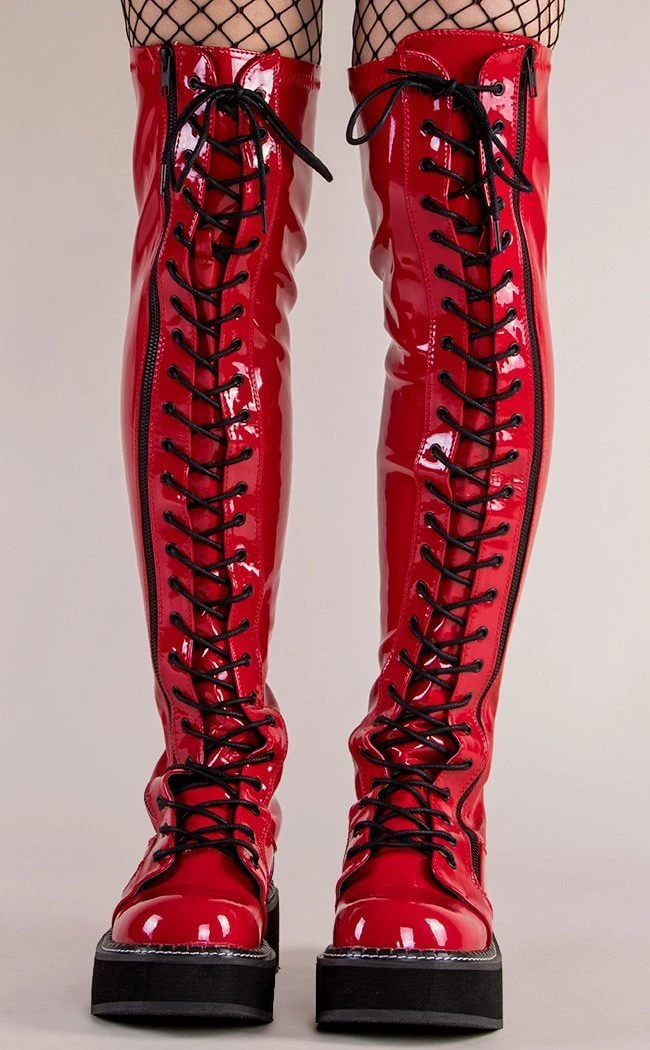 Demonia EMILY-375 Red Patent Thigh High Boots 5 Demonia EMILY-375 Red Patent Thigh High Boots