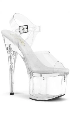 Pleaser ESTEEM-708 Clear Peeptoe Heels
