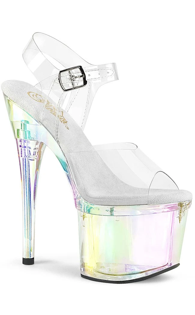 Pleaser Pole Shoes ESTEEM-708RBP Clear Hologram Peeptoe Heels 3 Pleaser Pole Shoes ESTEEM-708RBP Clear Hologram Peeptoe Heels