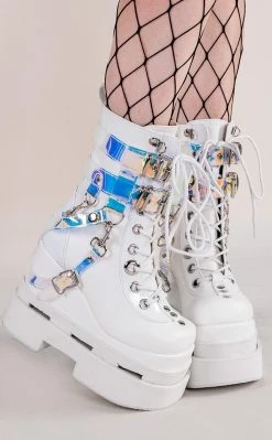 Demonia Shoes ETERNAL-115 White Vegan Ankle Boots 9 Demonia Shoes ETERNAL-115 White Vegan Ankle Boots