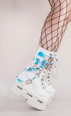 Demonia Shoes ETERNAL-115 White Vegan Ankle Boots 10 Demonia Shoes ETERNAL-115 White Vegan Ankle Boots