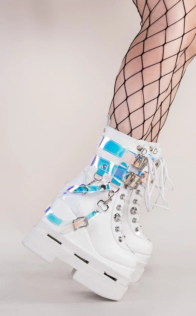 Demonia Shoes ETERNAL-115 White Vegan Ankle Boots 6 Demonia Shoes ETERNAL-115 White Vegan Ankle Boots