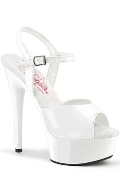 Pleaser EXCITE-609 White Patent Platform Heels Pole Shoes