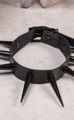 Cold Black Heart EXTRA Dark Malevolence Super Long Spiked Choker
