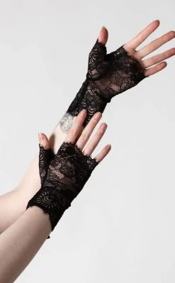 Killstar Embrace The Night Lace Gloves | Black Accessories