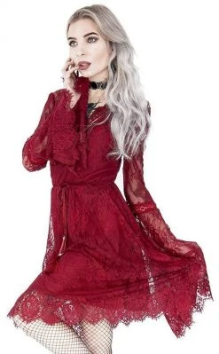 Restyle Eyelash Lace Dress | Burgundy Clothing