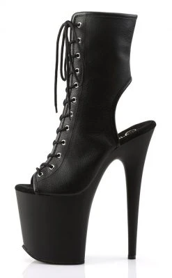Pleaser FLAMINGO-1016 Black Faux Leather Ankle Boots