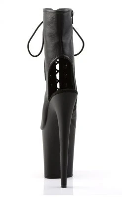 Pleaser FLAMINGO-1016 Black Faux Leather Ankle Boots