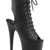 Pleaser FLAMINGO-1016 Black Faux Leather Ankle Boots