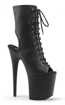 Pleaser FLAMINGO-1016 Black Faux Leather Ankle Boots