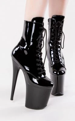 Pleaser FLAMINGO-1020 Black Patent Ankle Boots